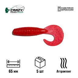 Твистер Mega Grub 2.5" 65 мм C21 с аттрактантом
